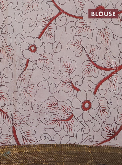 Kalamkari semi silk saree maroon and black with allover prints and zari woven border