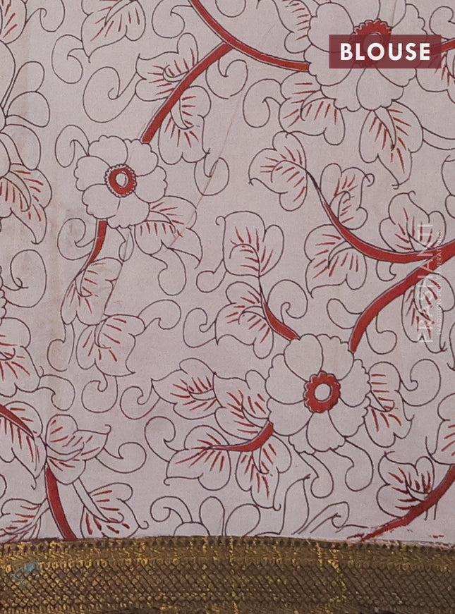 Kalamkari semi silk saree maroon and black with allover prints and zari woven border