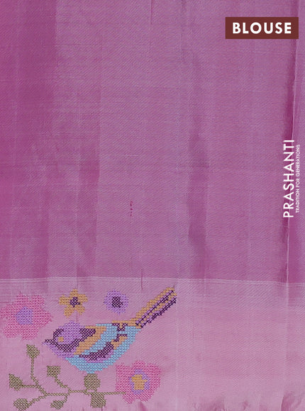 Pure gadwal silk saree royal blue and pastel pink with plain body and embroided butta border
