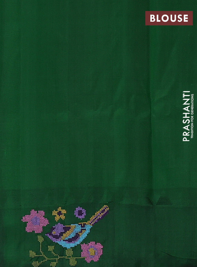 Pure gadwal silk saree mustard yellow and green with zari woven buttas and embroided butta border