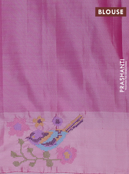 Pure gadwal silk saree lavender and pastel pink with zari woven buttas and embroided butta border