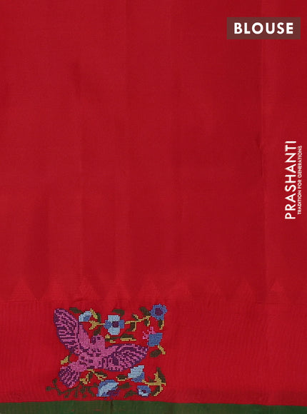 Pure gadwal silk saree mustard yellow and red with zari woven buttas and embroided butta border