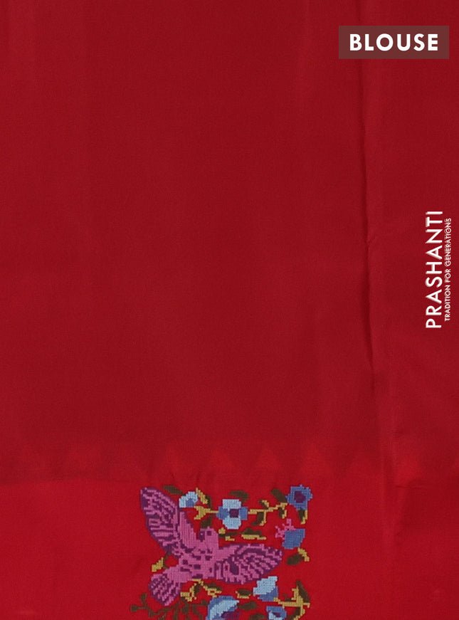 Pure gadwal silk saree green and red with zari woven buttas and embroided butta border