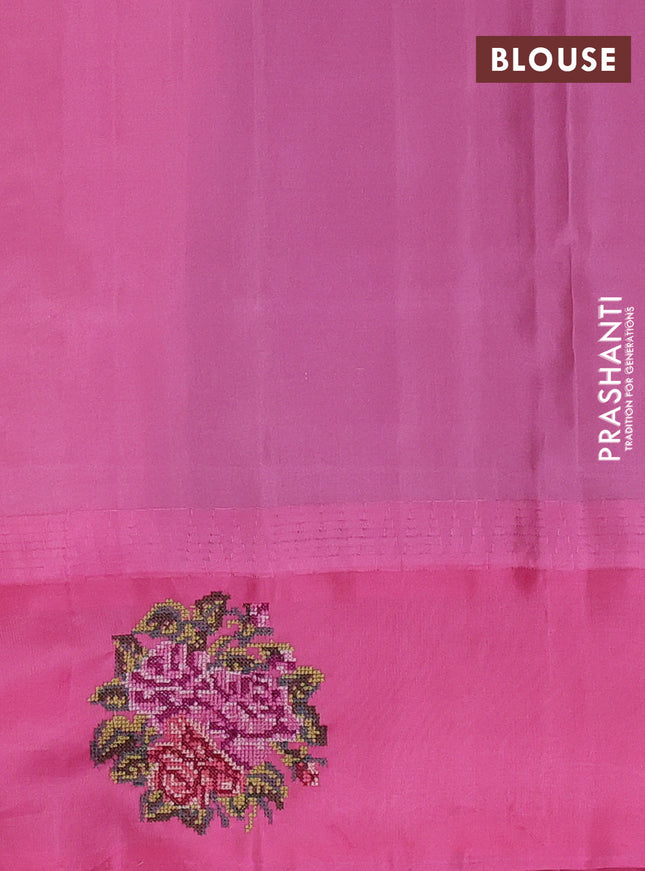 Pure gadwal silk saree purple and pink with zari woven buttas and embroided butta border