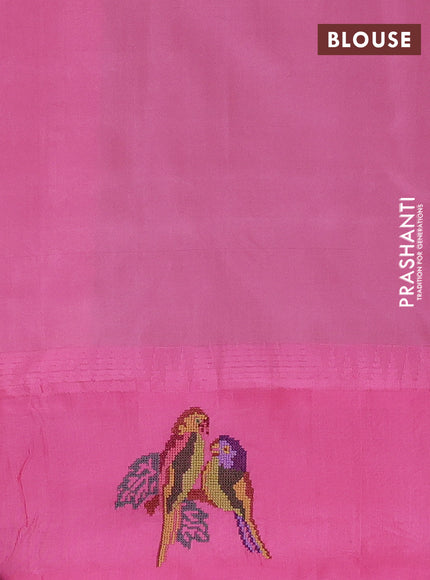 Pure gadwal silk saree lime green and pink with zari woven buttas and embroided butta border