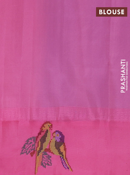 Pure gadwal silk saree cs blue and pink with zari woven buttas and embroided butta border