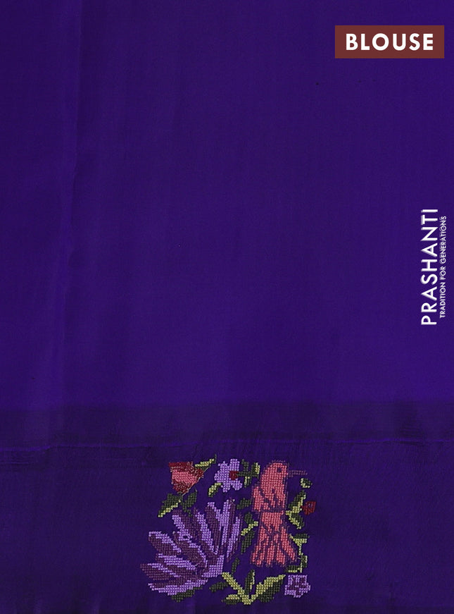 Pure gadwal silk saree orange and blue with zari woven buttas and embroided butta border