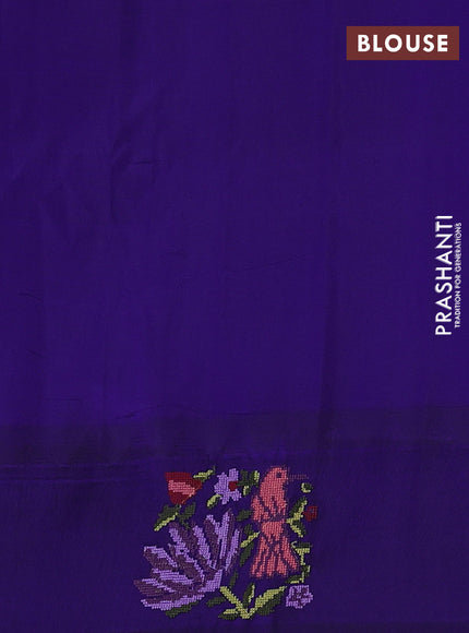 Pure gadwal silk saree deep purple and blue with zari woven buttas and embroided butta border