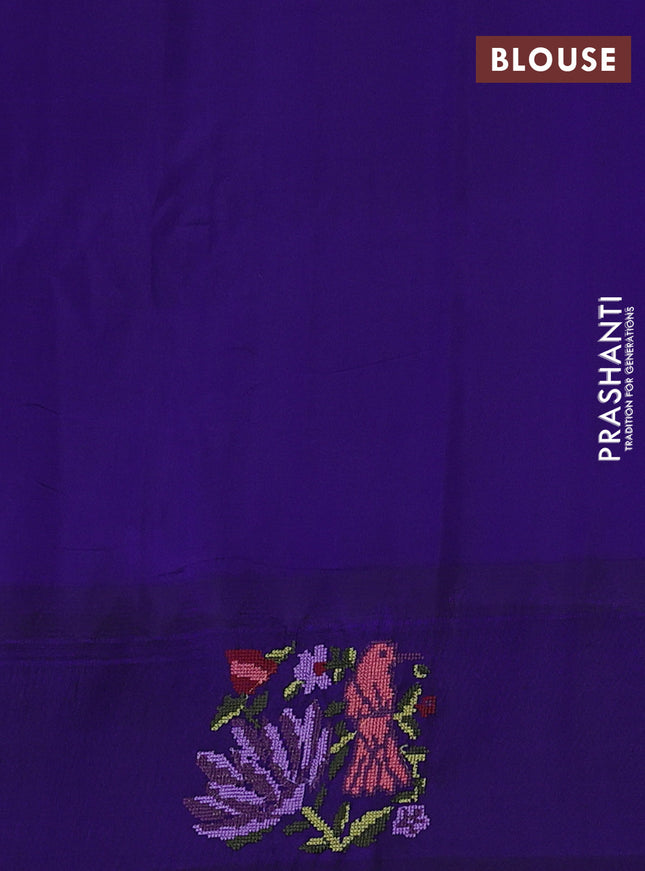 Pure gadwal silk saree deep purple and blue with zari woven buttas and embroided butta border