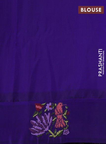 Pure gadwal silk saree beige and blue with zari woven buttas and embroided butta border