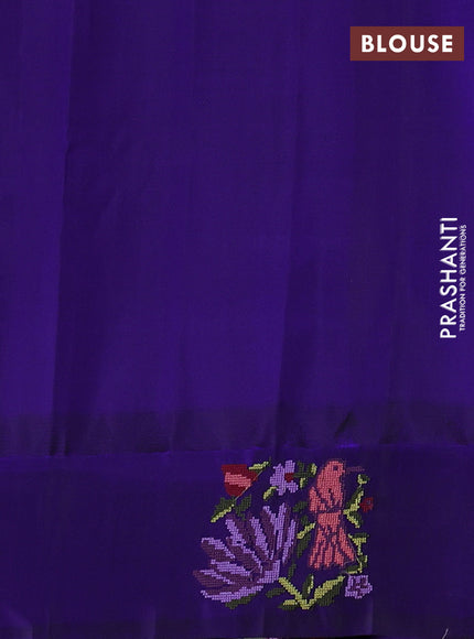 Pure gadwal silk saree orange and blue with zari woven buttas and embroided butta border