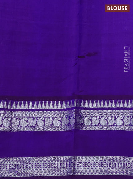 Venkatagiri silk saree violet with silver zari woven buttas and silver zari woven rettapet border
