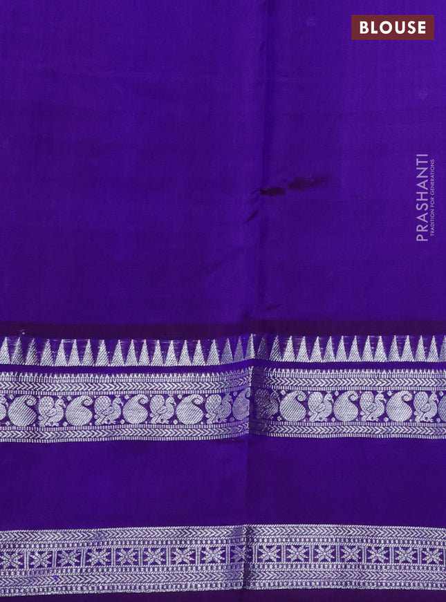Venkatagiri silk saree violet with silver zari woven buttas and silver zari woven rettapet border