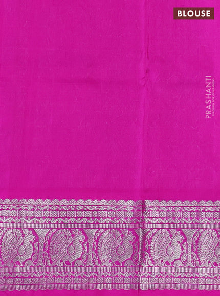 Venkatagiri silk saree deep purple and pink with silver zari woven buttas and silver zari woven border