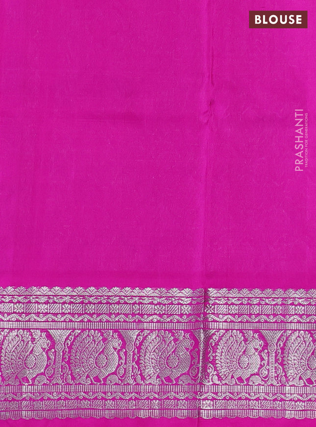 Venkatagiri silk saree deep purple and pink with silver zari woven buttas and silver zari woven border