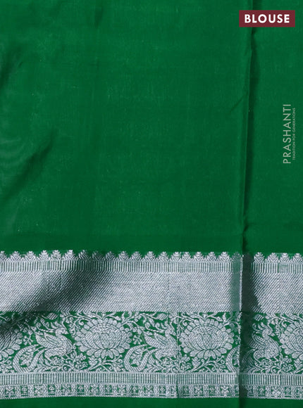 Venkatagiri silk saree pastel lavender and green with silver zari checks & buttas and silver zari woven border