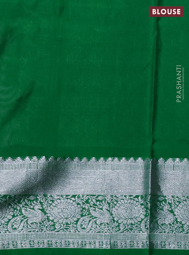 Venkatagiri silk saree pastel lavender and green with silver zari checks & buttas and silver zari woven border