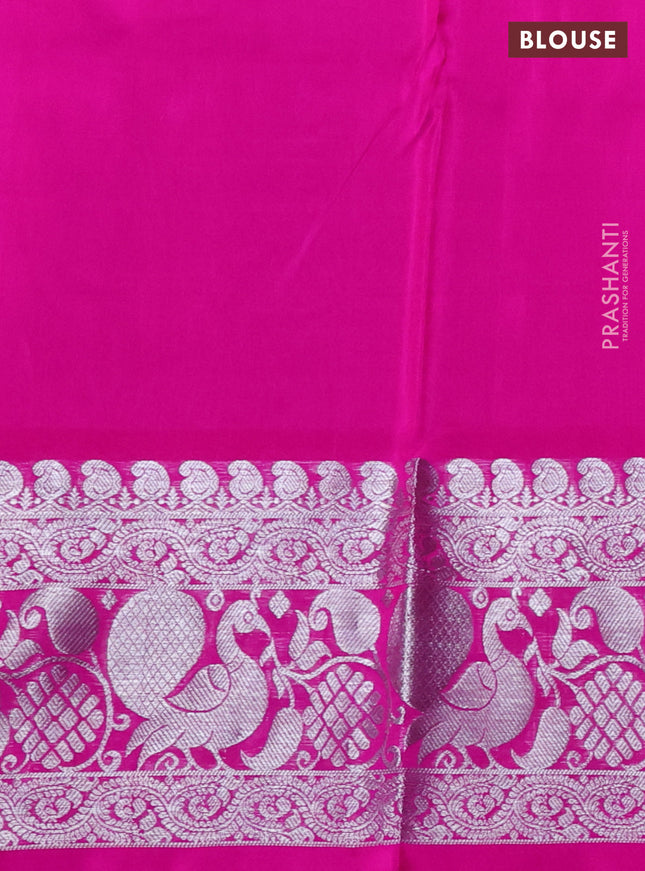 Venkatagiri silk saree mild purple and light pink with silver zari woven buttas and silver zari woven border