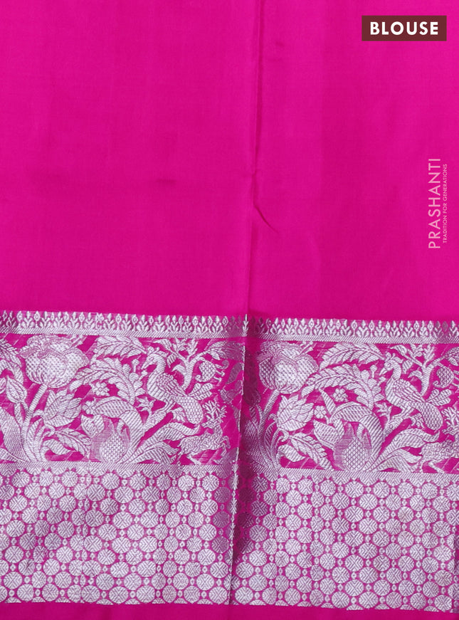 Venkatagiri silk saree red and pink with silver & gold zari woven buttas and long silver zari woven border