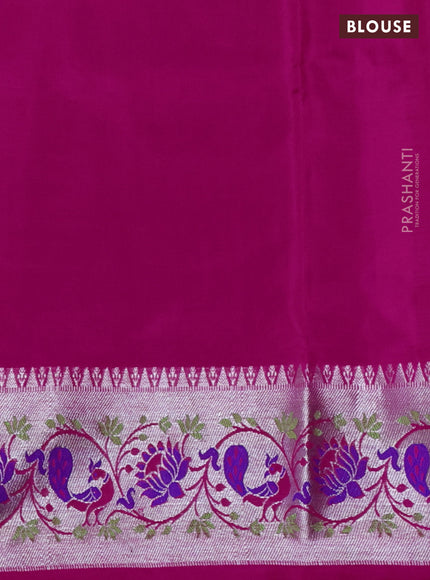 Venkatagiri silk saree magenta pink and pink with annam zari woven buttas and silver zari woven paithani style border