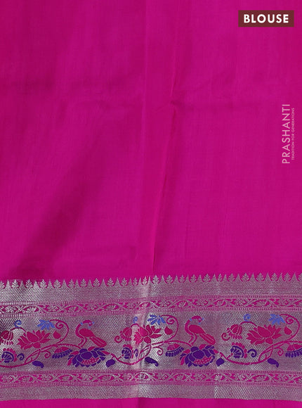 Venkatagiri silk saree light pink and pink with silver zari woven buttas and silver zari woven paithani style border