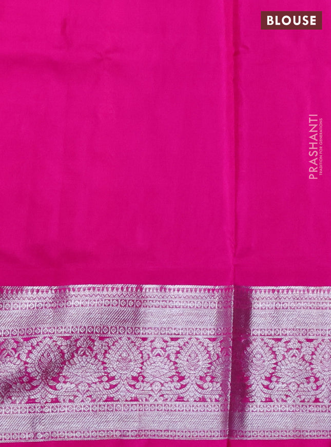 Venkatagiri silk saree light pink and pink with silver zari woven buttas and silver zari woven border