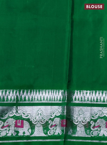 Venkatagiri silk saree blue and dual shade of green with silver zari woven buttas and silver zari woven border