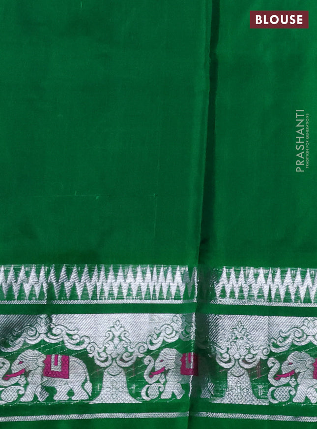 Venkatagiri silk saree blue and dual shade of green with silver zari woven buttas and silver zari woven border