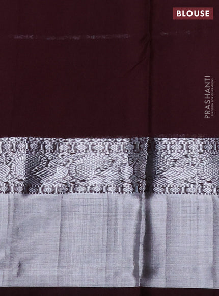 Venkatagiri silk saree red and coffee brown with allover silver zari checks & buttas and long silver zari woven border