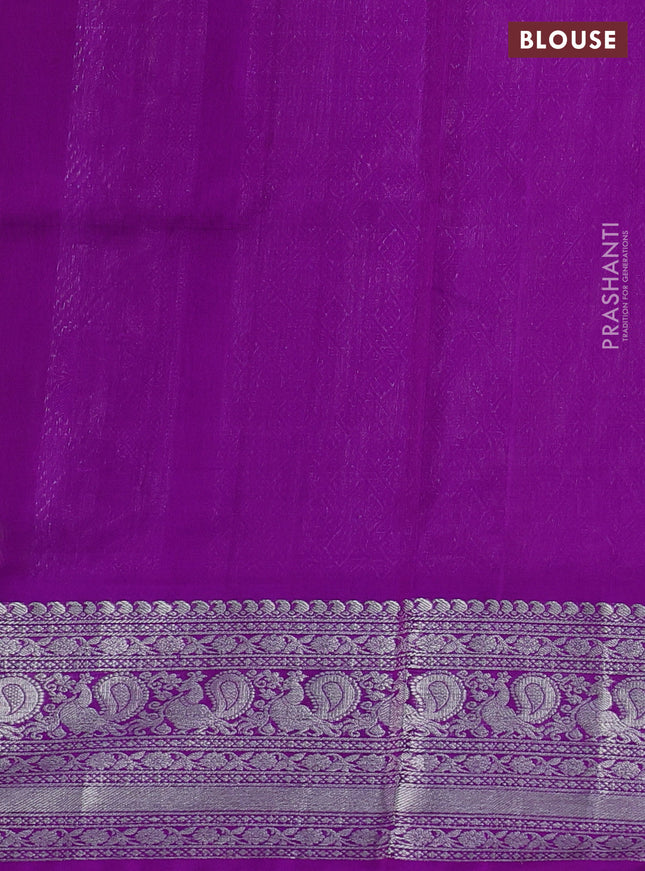 Venkatagiri silk saree light green and purple with silver zari woven buttas and silver zari woven border