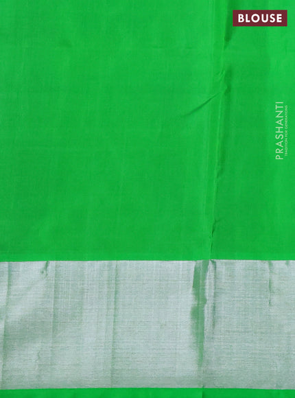 Venkatagiri silk saree blue and green with silver zari woven buttas and silver zari woven border
