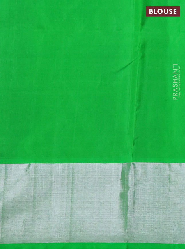 Venkatagiri silk saree blue and green with silver zari woven buttas and silver zari woven border