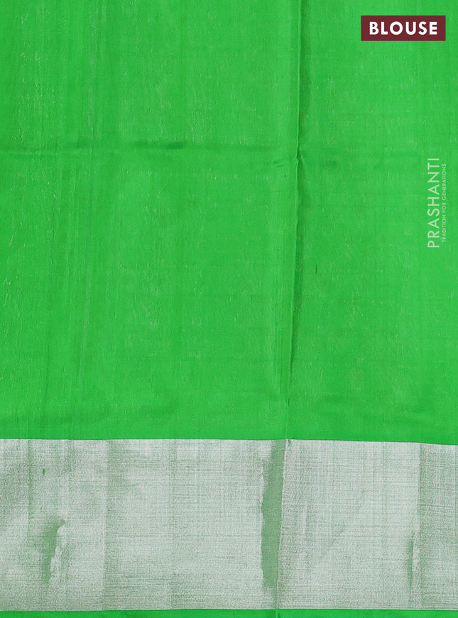 Venkatagiri silk saree red and green with silver zari woven floral buttas and silver zari woven border