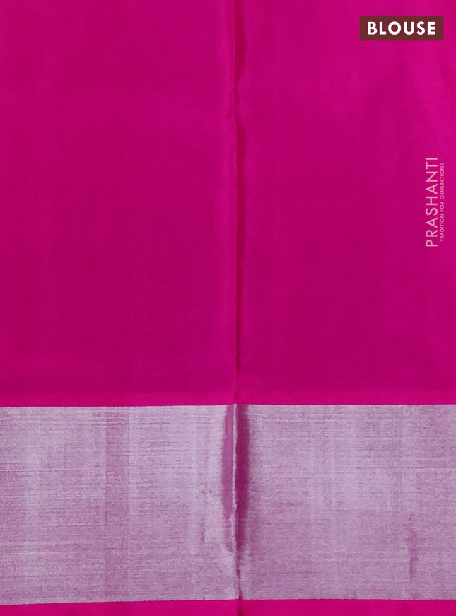 Venkatagiri silk saree violet and pink with silver zari woven buttas and silver zari woven border