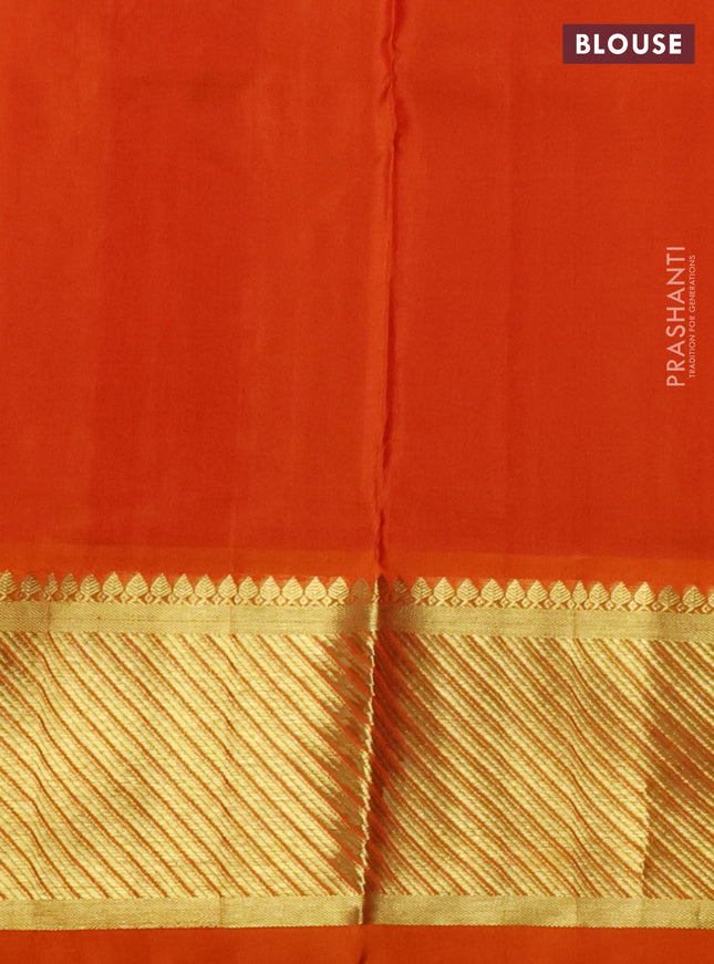 Venkatagiri silk saree maroon and orange with zari woven leaf buttas and rich zari woven border