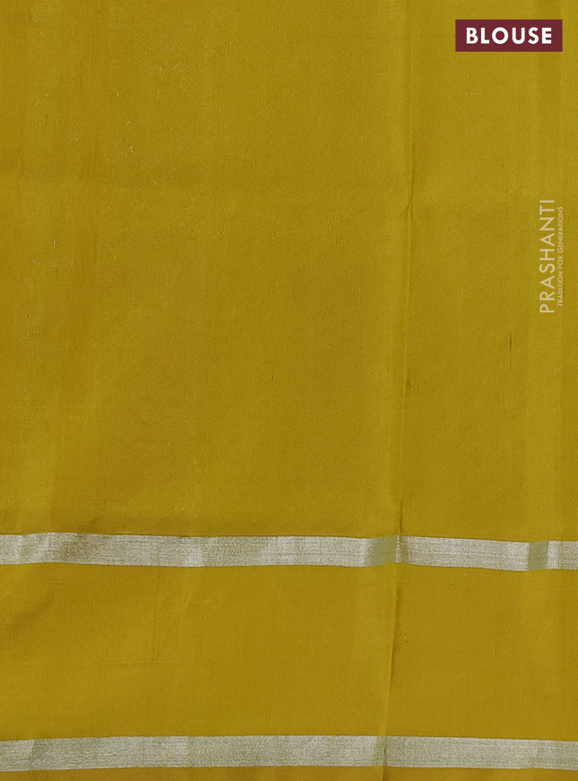 Venkatagiri silk saree purple and yellow with silver zari woven butterfly buttas and rettapet silver zari woven border