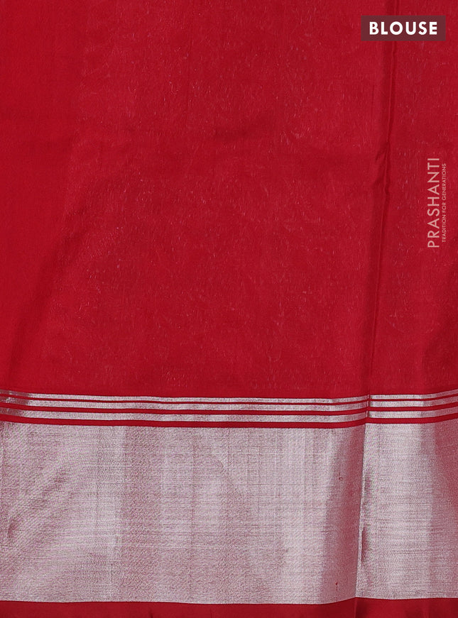 Venkatagiri silk saree dual shade of bluish green and maroon with allover silver zari weaves and silver zari woven border
