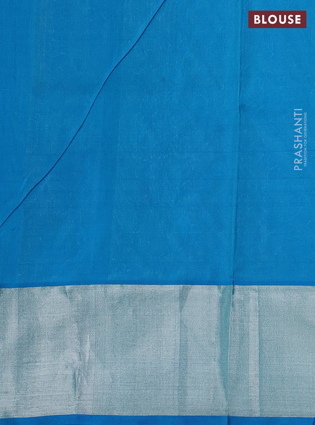 Venkatagiri silk saree violet and cs blue with silver zari woven buttas and silver zari woven border