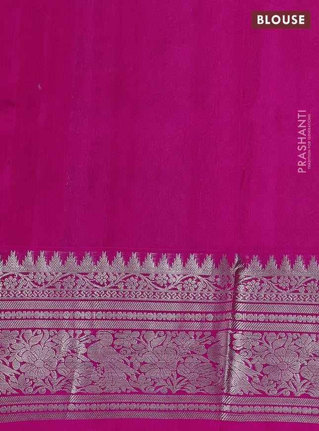 Venkatagiri silk saree dual shade of greenish pink and pink with allover zari checks & buttas and long rich zari woven border