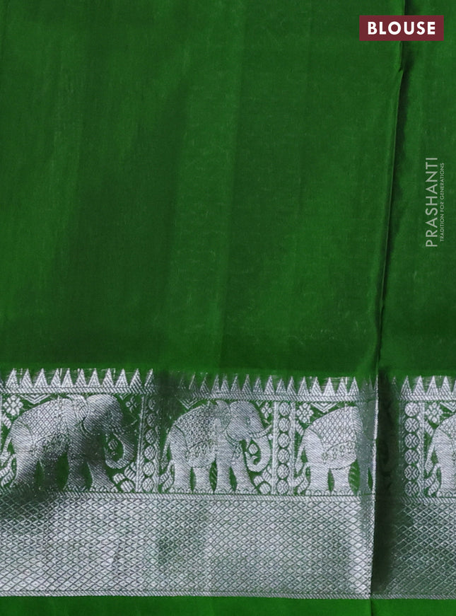 Venkatagiri silk saree purple and green with allover silver zari weaves and rich elephnat silver zari woven border