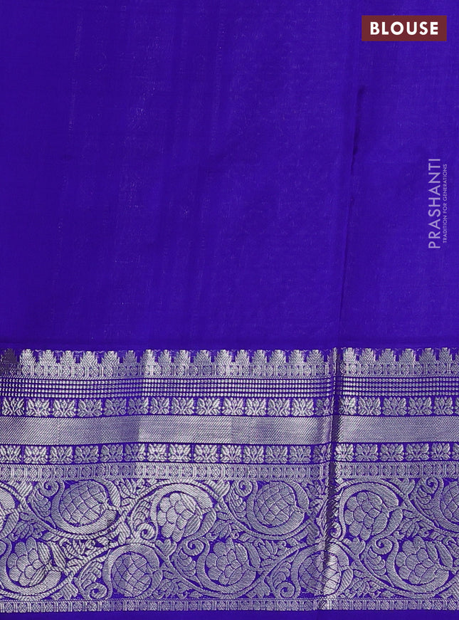 Venkatagiri silk saree lavender and blue with allover silver & gold zari checked pattern and long rich zari woven border