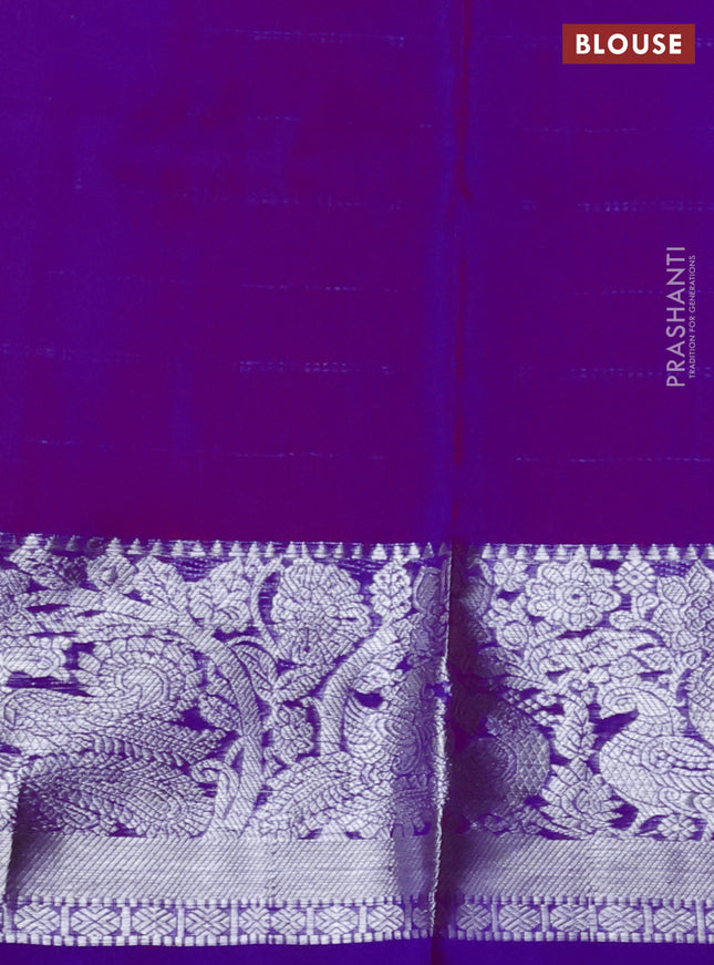 Venkatagiri silk saree magenat pink and purple with allover silver zari checks & buttas and long silver zari woven border