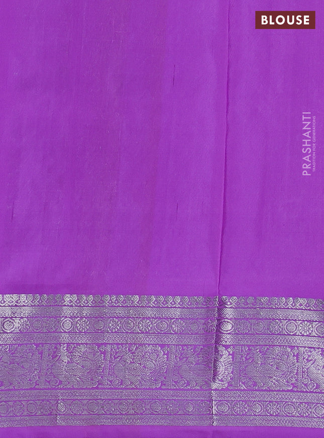 Venkatagiri silk saree lavender with allover silver weaves and rich silver zari woven border