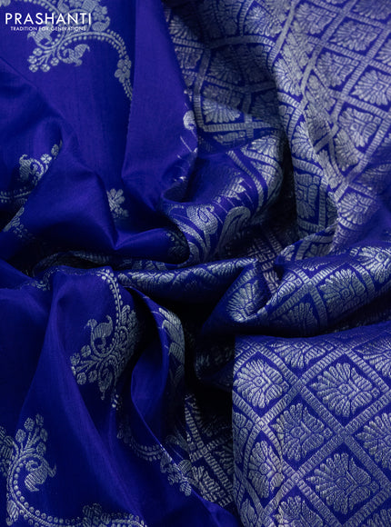 Venkatagiri silk saree royal blue with allover silver weaves and rich silver zari woven border