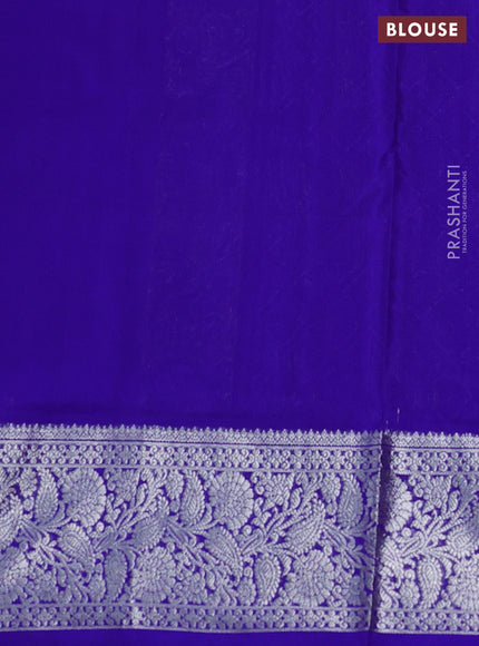 Venkatagiri silk saree royal blue with allover silver weaves and rich silver zari woven border