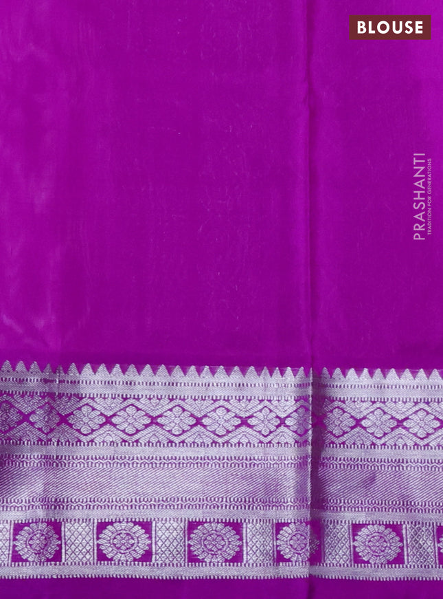 Venkatagiri silk saree pastel lavender and purple with allover silver weaves and rich silver zari woven border