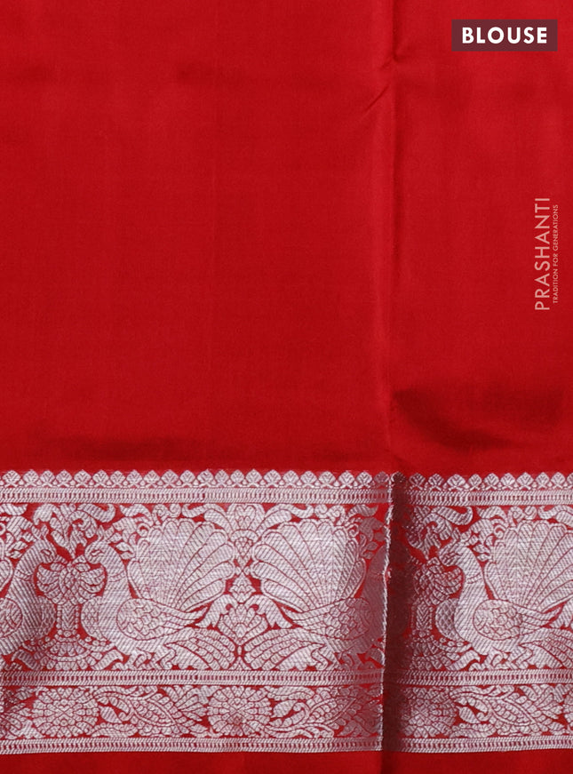 Venkatagiri silk saree purple and maroon with allover silver weaves and rich silver zari woven border