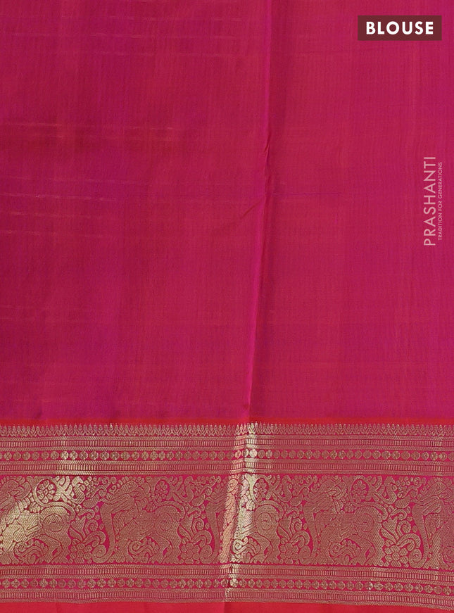 Venkatagiri silk saree purple and dual shade of pinkish orange with allover zari checks & buttas and rich zari woven border
