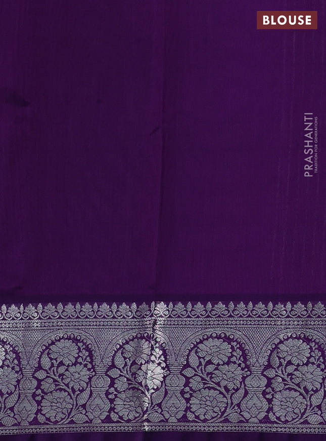 Venkatagiri silk saree pink and purple with allover silver zari weaves and floral silver zari woven border