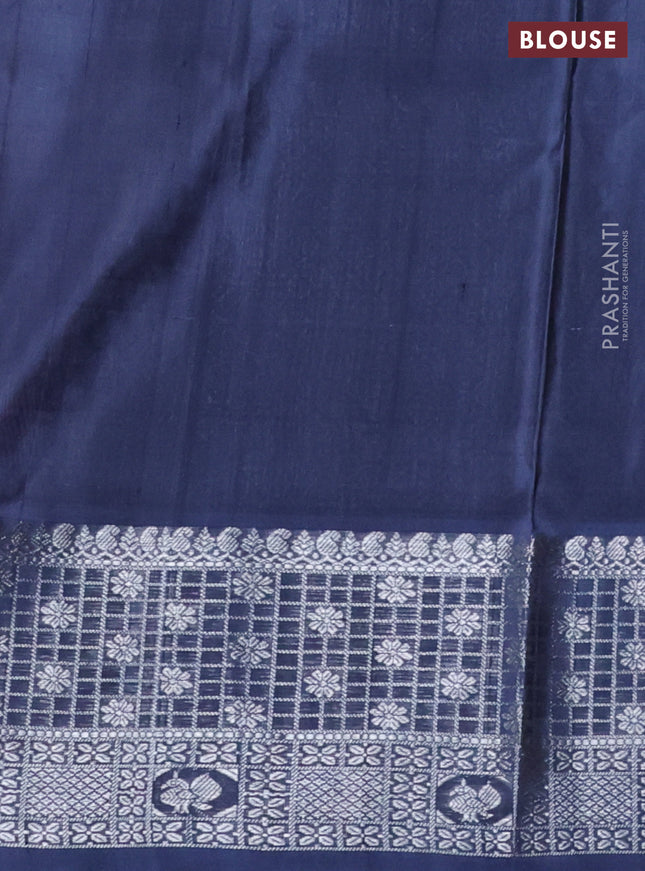 Venkatagiri silk saree pastel pink and grey with silver zari woven paisley buttas and silver zari woven border